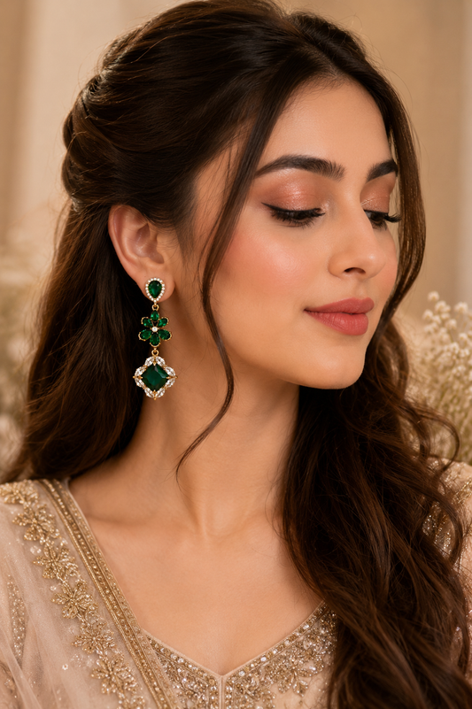 EMERALD BLOSSOM DROP EARRINGS