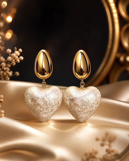 TEXTURED PEARL HEART DROPS