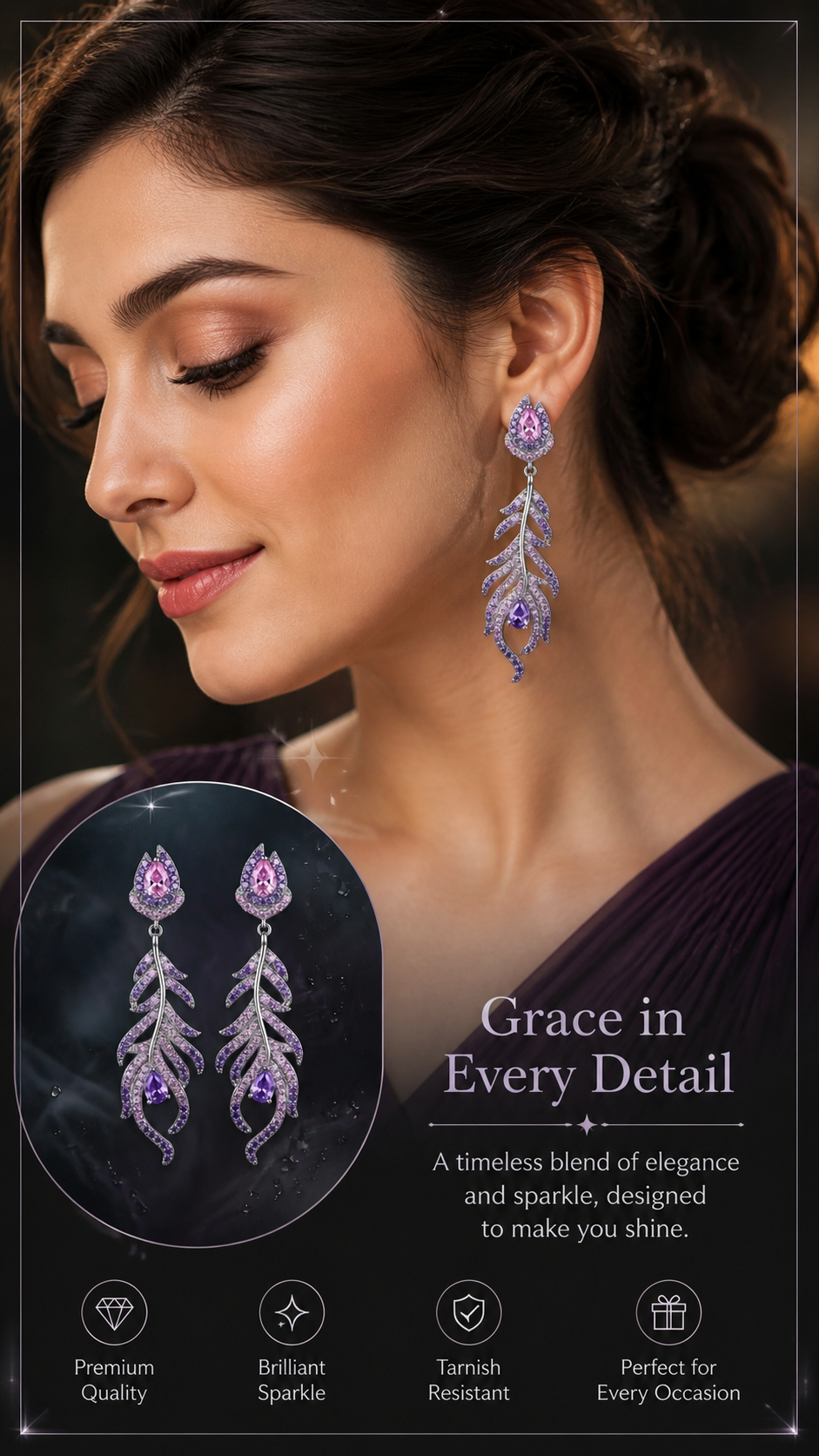 TWILIGHT PEACOCK PLUME DROPS