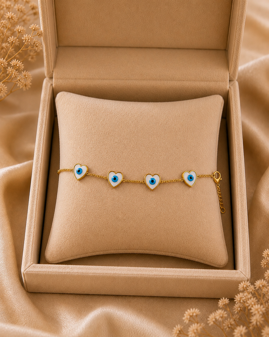 GOLDEN HEART EVIL EYE BRACELET