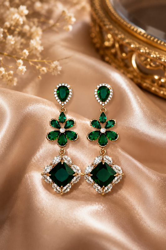EMERALD BLOSSOM DROP EARRINGS