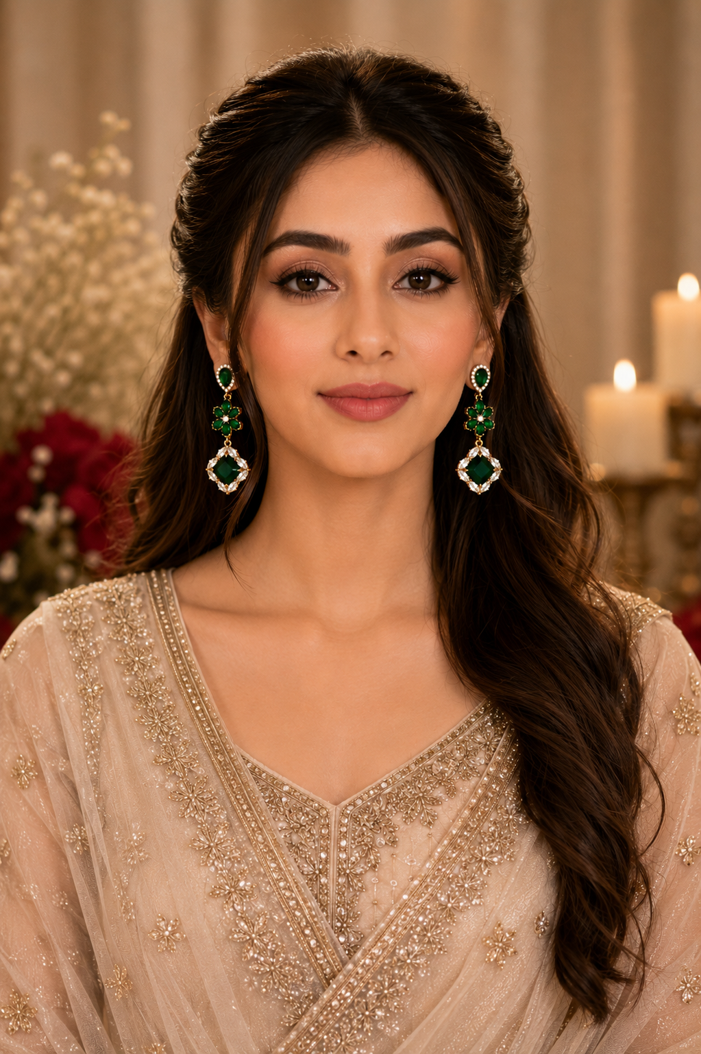 EMERALD BLOSSOM DROP EARRINGS