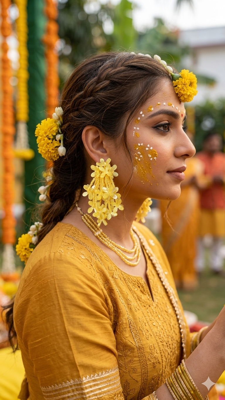 Golden Jasmine Drop Earrings